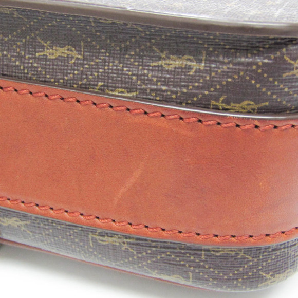 SAINT LAURENT Monogram Leather PVC Shoulder Bag in Dark Brown - Picture 6 of 14